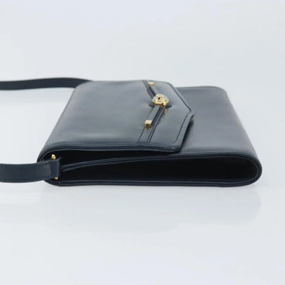 Gucci Vintage Interlocking G Flap Leather, Navy, Leather, Shoulder Bag