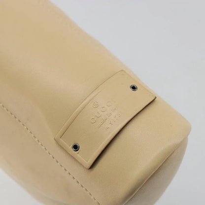 Gucci Vintage Flat Messenger Leather, Beige, Leather, Shoulder Bag