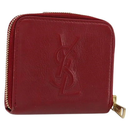 Saint Laurent Zipped Bifold Leather, Red, Leather, Wallet