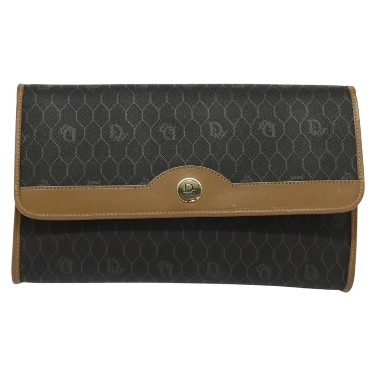 Christian Dior Vintage Honeycomb chain Canvas, Black, Canvas, Shoulder Bag