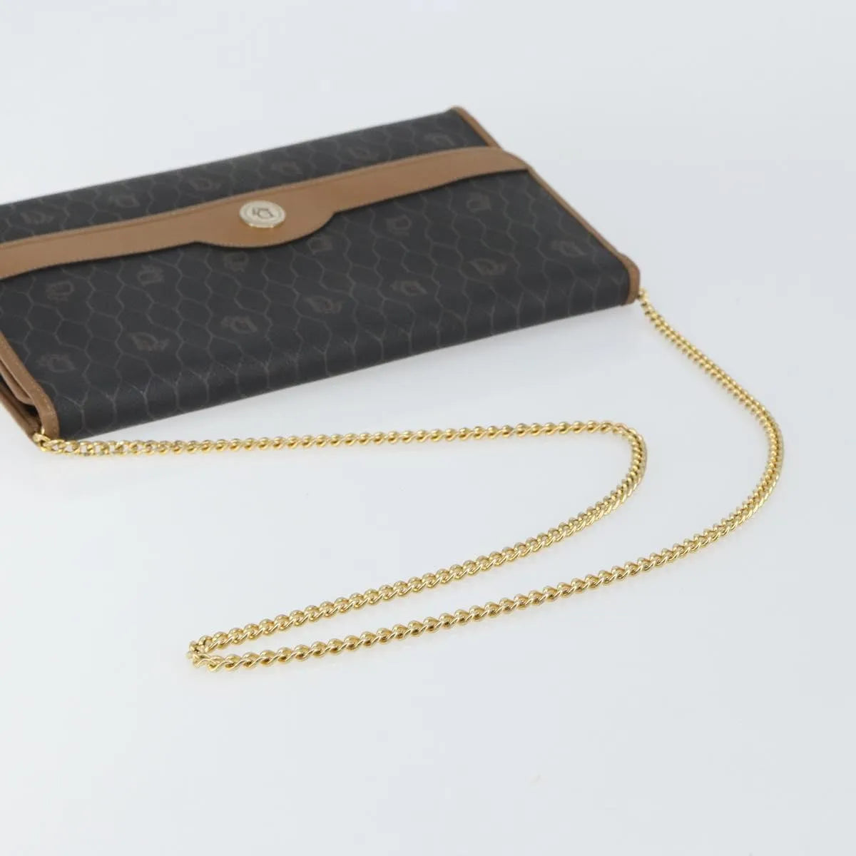 Christian Dior Vintage Honeycomb chain Canvas, Black, Canvas, Shoulder Bag