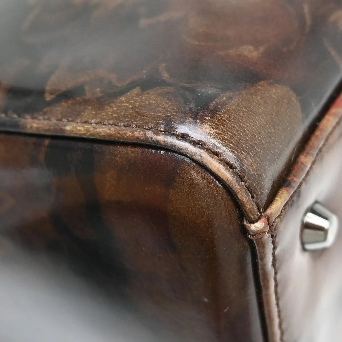 Christian Dior Vintage Lady Dior Patent Patent leather, Brown, Patent Leather, Handbag
