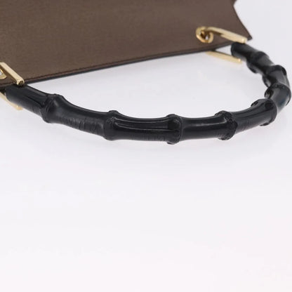 Gucci Vintage Bamboo Handle Leather, Brown, Leather, Handbag