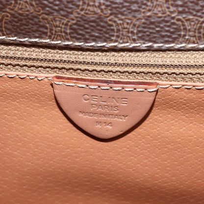 Celine Vintage Macadam Circle Logo Canvas and Leather, Brown, Canvas, Shoulder Bag