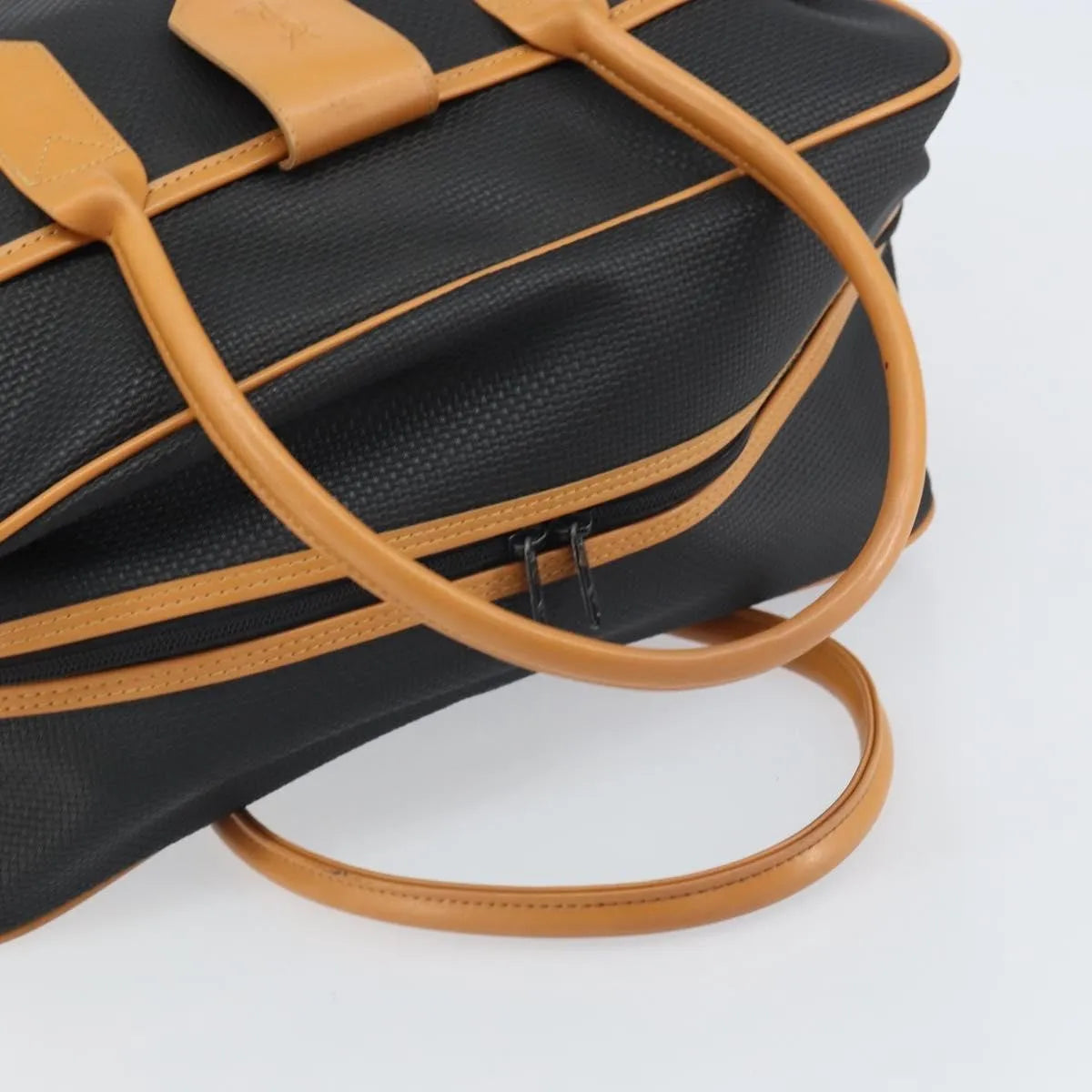 Saint Laurent Vintage Boston PVC Leather, Black, Canvas, Travel Bag