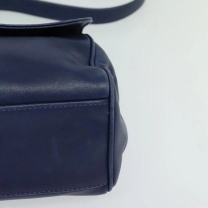 Celine Circle Logo Leather, Navy, Leather, Shoulder Bag