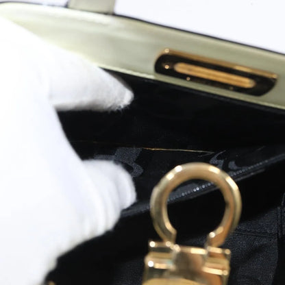 Salvatore Ferragamo Gancini Patent Leather, Black, Patent Leather, Handbag