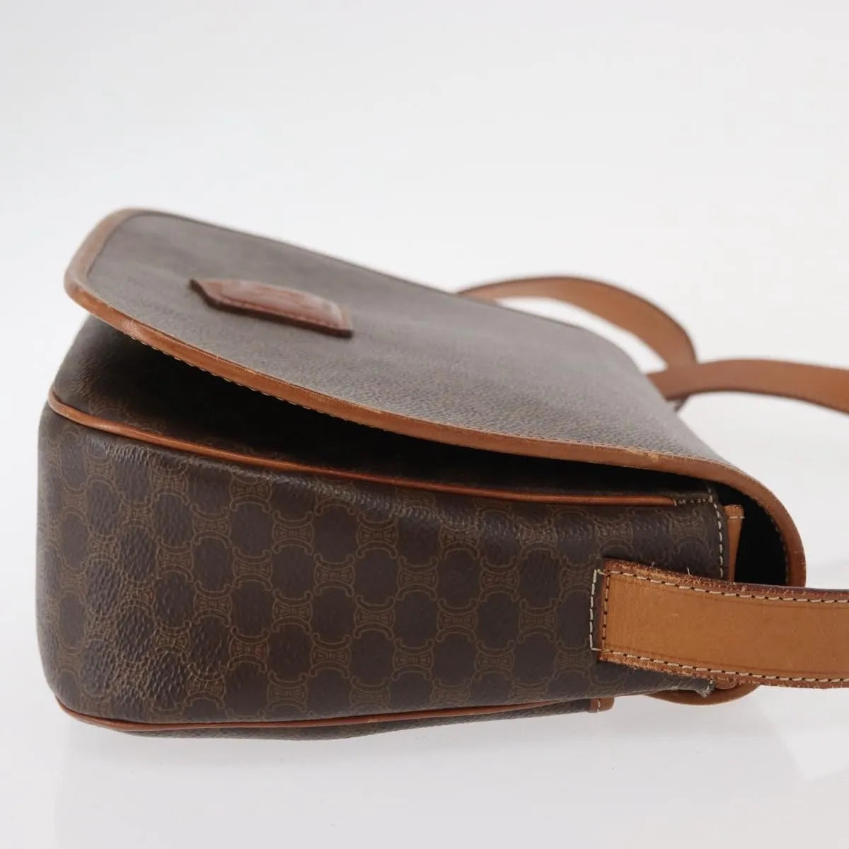 Celine Vintage Macadam Canvas, Brown, Canvas, Shoulder Bag