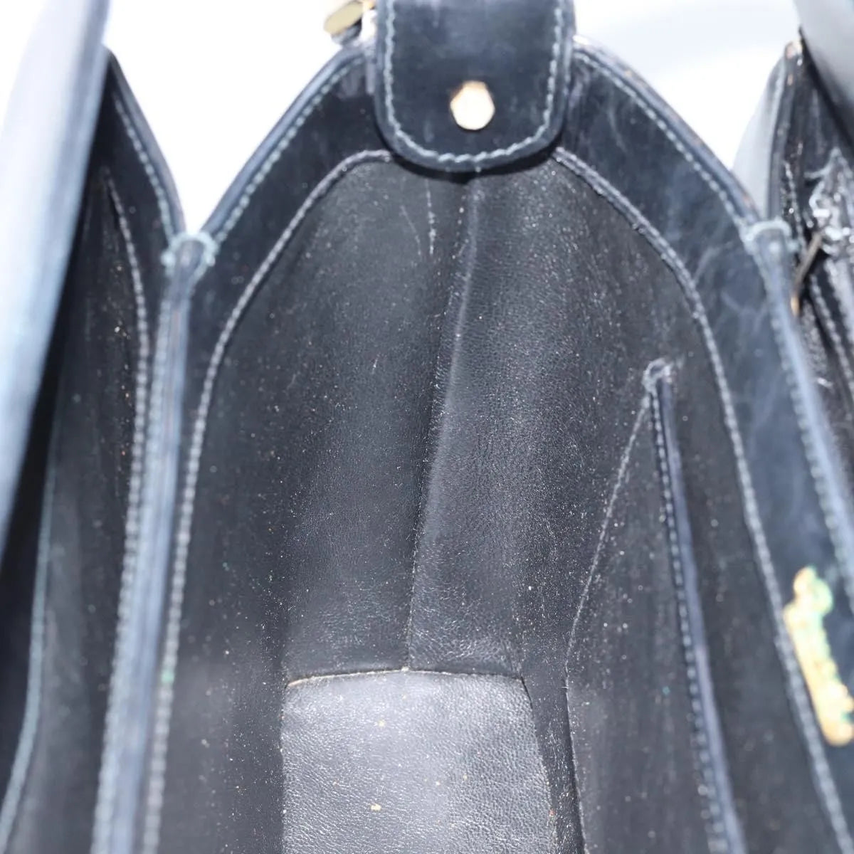 Gucci Vintage Convertible Box Leather, Black, Leather, Handbag