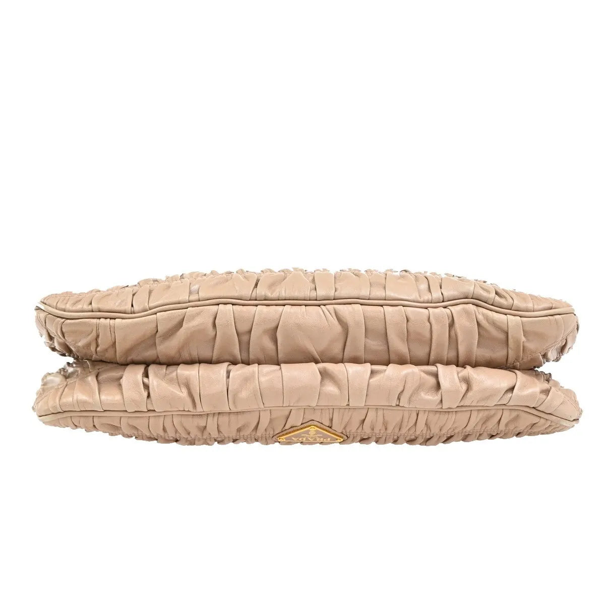 Prada Turnlock Nappa Gaufre, Beige, Leather, Shoulder Bag