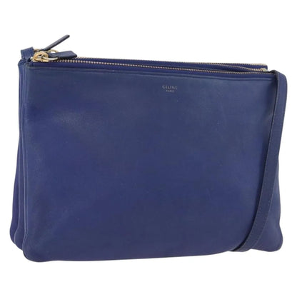 Celine Trio Leather, Blue, Leather, Shoulder Bag