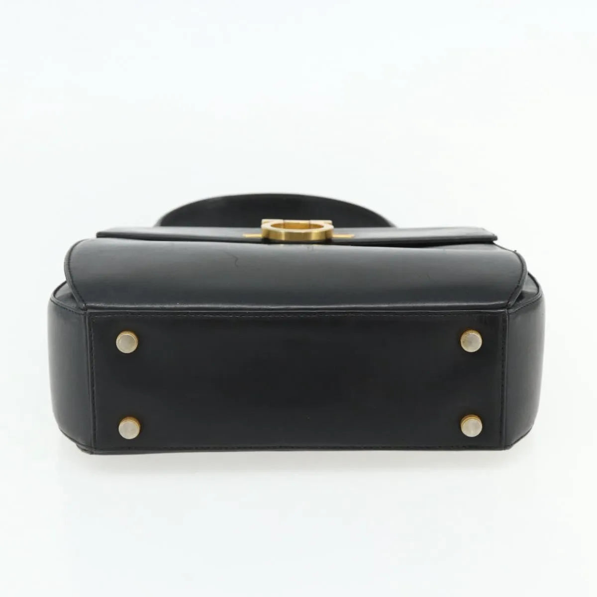 Salvatore Ferragamo Gancini Leather, Black, Leather, Handbag
