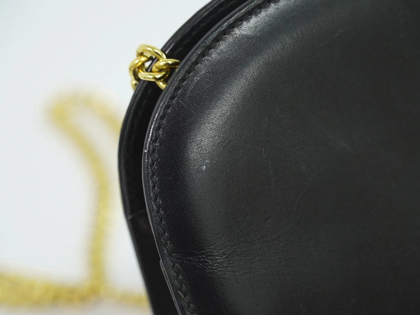 Salvatore Ferragamo Vintage Gancini Chain Leather, Black, Leather, Shoulder Bag