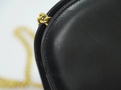 Salvatore Ferragamo Vintage Gancini Chain Leather, Black, Leather, Shoulder Bag