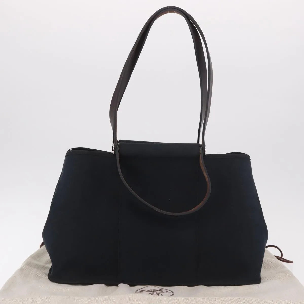 Hermes Cabag Elan Toile and Leather, Black, Canvas, Shoulder Bag