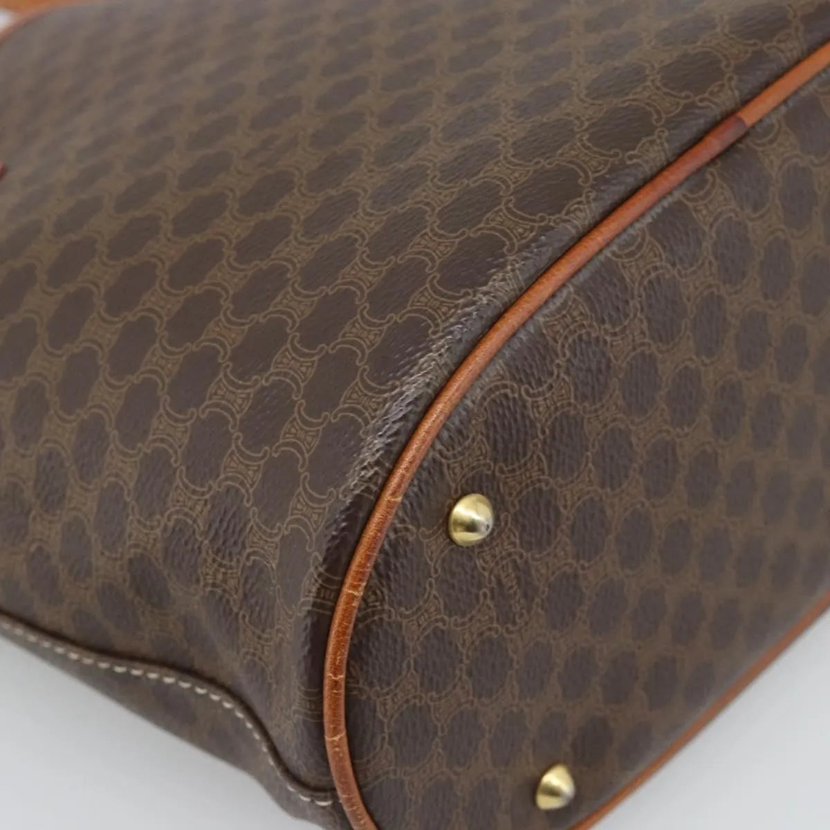 Celine Vintage Macadam Canvas and Leather, Brown, Canvas, Tote Bag