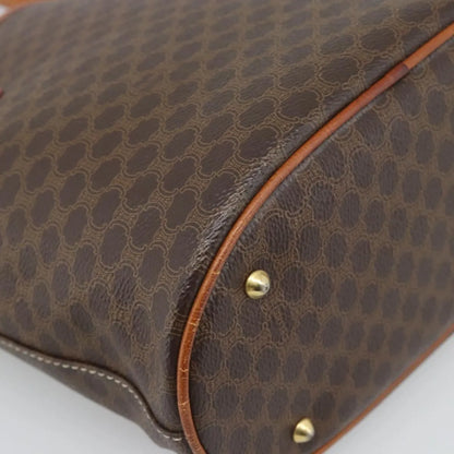 Celine Vintage Macadam Canvas and Leather, Brown, Canvas, Tote Bag