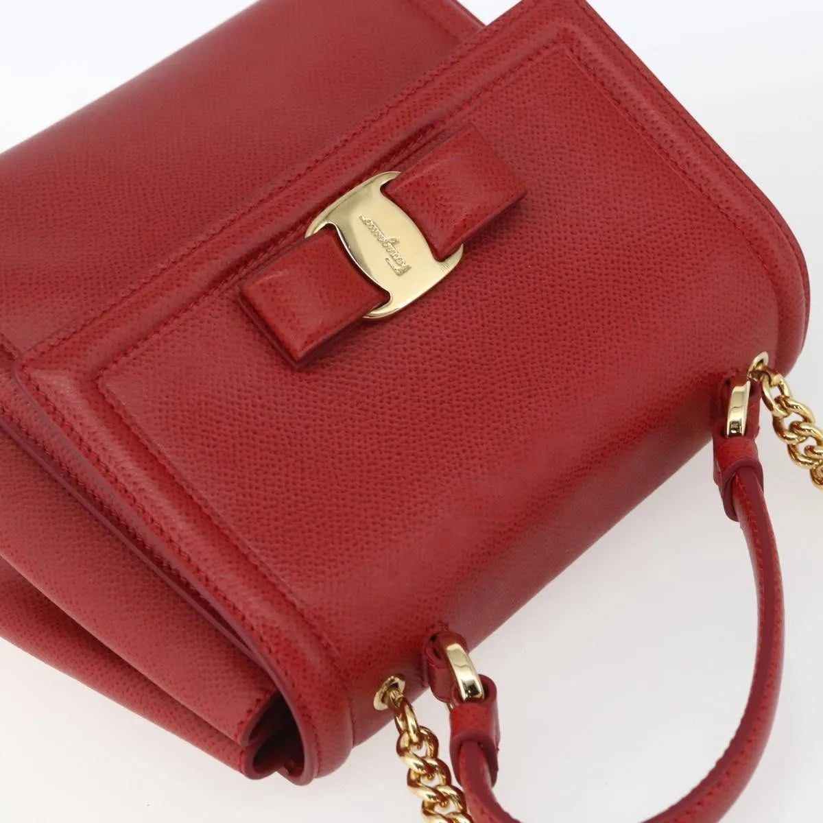 Salvatore Ferragamo Carrie Vara Saffiano Leather, Red, Leather, Shoulder Bag