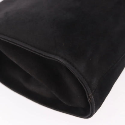 Salvatore Ferragamo Gancini Chain Suede, Black, Suede, Shoulder Bag