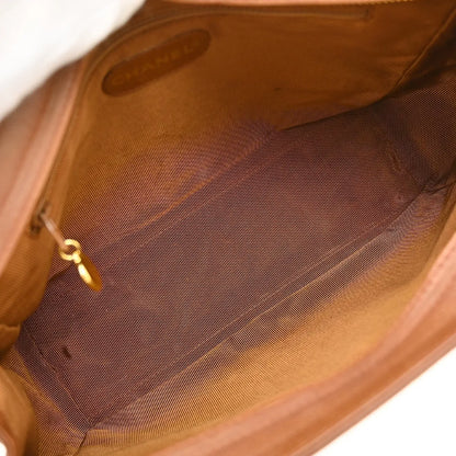 Chanel Vintage Stitched CC Caviar, Brown, Leather, Shoulder Bag