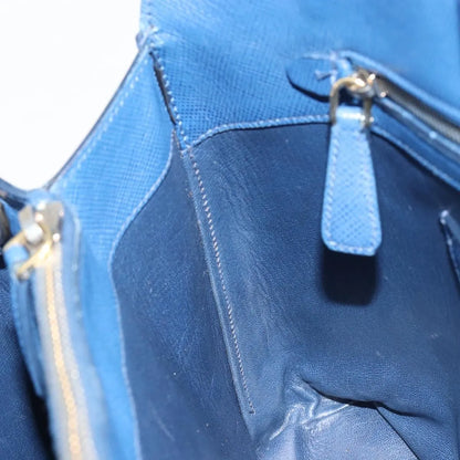 Prada Cuir Promenade Front Zip Tote Leather, Blue, Leather, Handbag