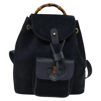 Gucci Gucci bamboo daim, Navy, Suede, Backpack