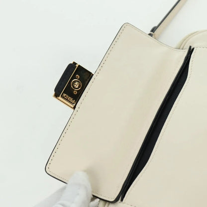 Fendi Easy 2 Baguette Leather, Beige, Leather, Crossbody Bag