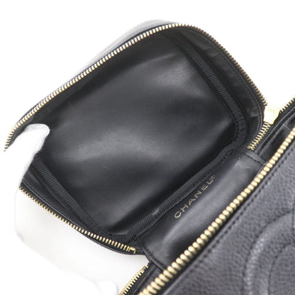 Chanel Vintage Timeless Cosmetic Case Caviar, Black, Leather, Handbag