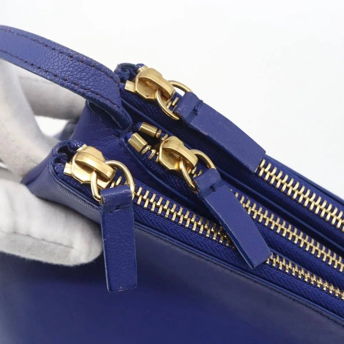 Celine Trio Leather, Blue, Leather, Shoulder Bag