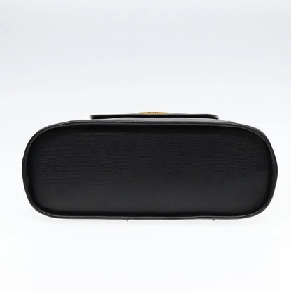 Celine Circle Logo Leather, Black, Leather, Handbag
