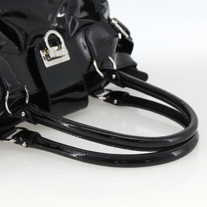 Salvatore Ferragamo Gancini Patent Leather, Black, Patent Leather, Handbag