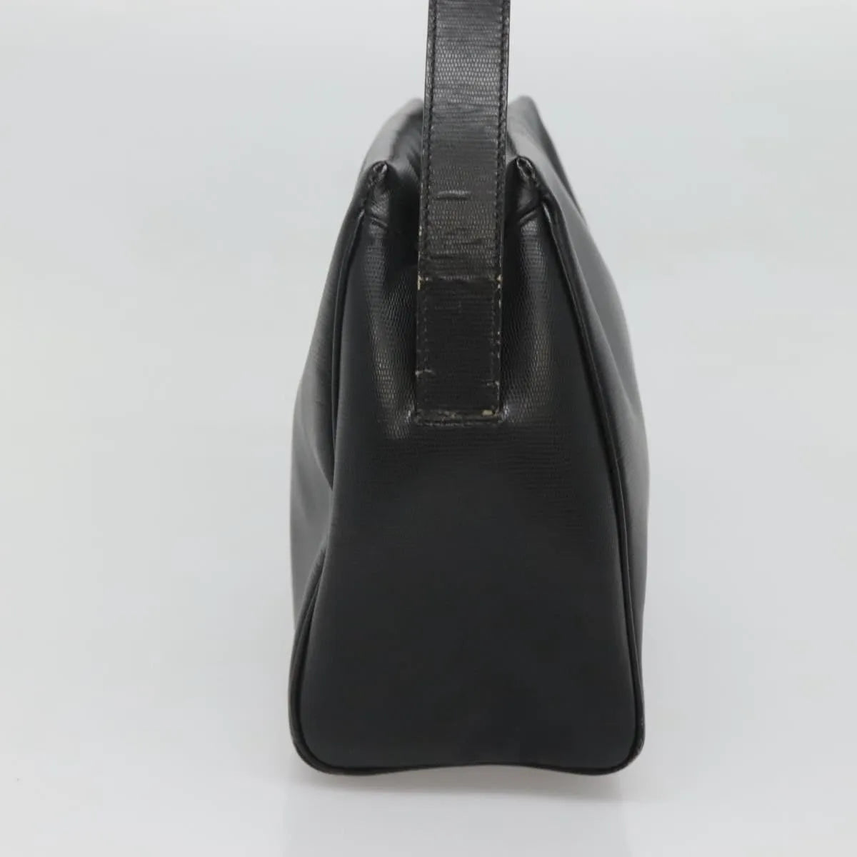 Celine Circle Logo Leather, Black, Leather, Handbag