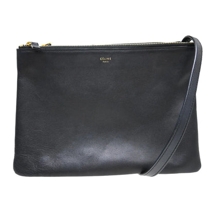Celine Trio Leather, Black, Leather, Shoulder Bag