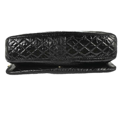 Chanel Rock and Chain Flap Patent Vinyl, Black, Patent Leather, Shoulder Bag
