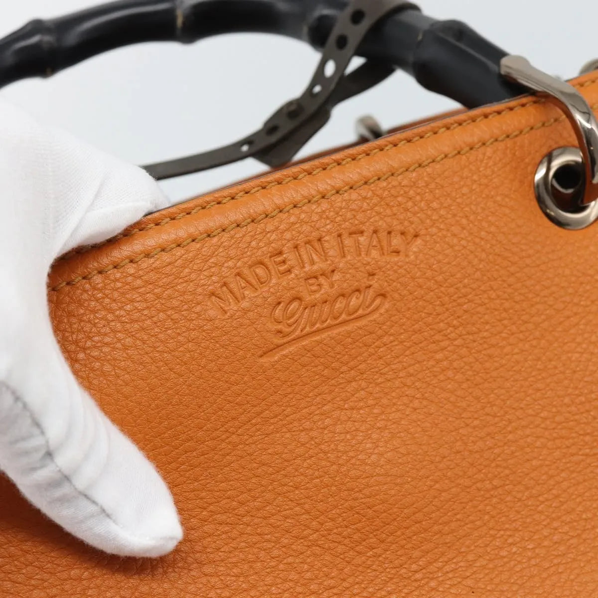 Gucci Bamboo shopper Leather, Orange, Leather, Handbag