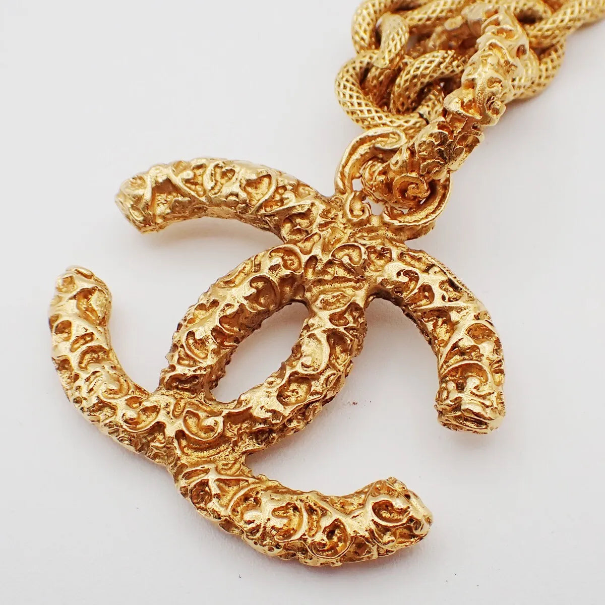 Chanel Vintage CC Logo Chain Charm Pendant Gold-plated, Gold, Gold Plated, Necklace