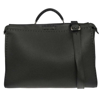 Fendi Selleria Peekaboo Fit Leather, Black, Leather, Handbag