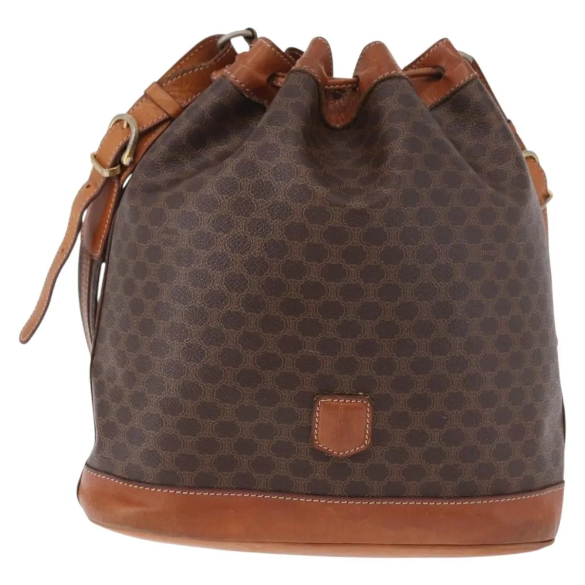 Celine Macadam Bucket Bag Canvas and Leather, Brown, PVC, Crossbody Bag