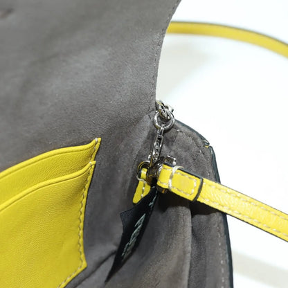 Fendi Monster Baguette Leather and Fur, Yellow, Leather, Handbag
