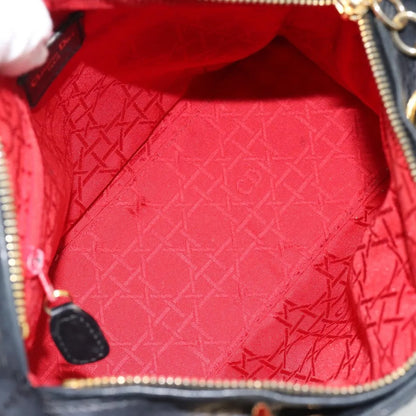 Christian Dior Vintage Lady Dior Cannage Quilt Lambskin, Black, Leather, Handbag