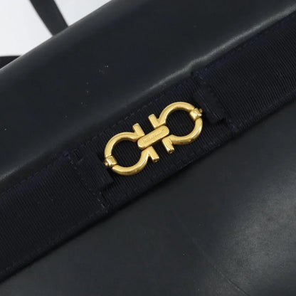 Salvatore Ferragamo Gancini Leather, Black, Leather, Shoulder Bag
