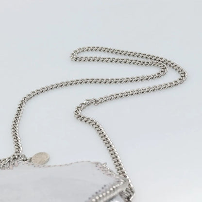 Stella McCartney Falabella Fold Over Faux Leather, Silver, Polyester, Shoulder Bag