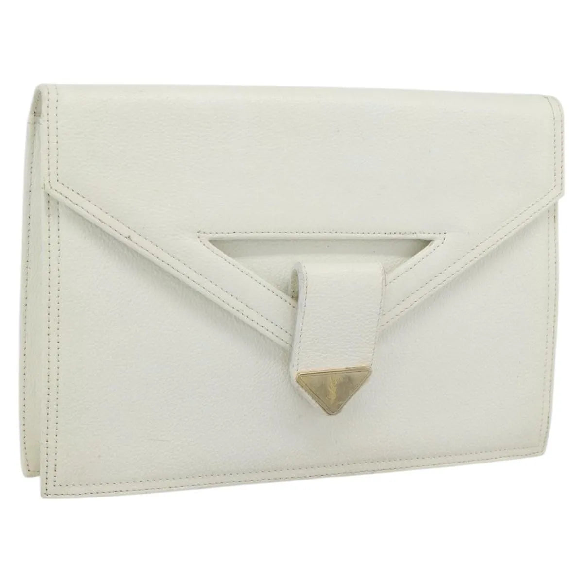 Saint Laurent Vintage Leather, White, Leather, Clutch