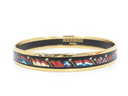 Hermes Uni Bangle Enamel, Multicolour, Metal, Bracelet