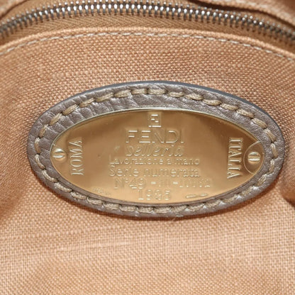 Fendi Selleria Pomodorino Leather, Gray, Leather, Tote Bag