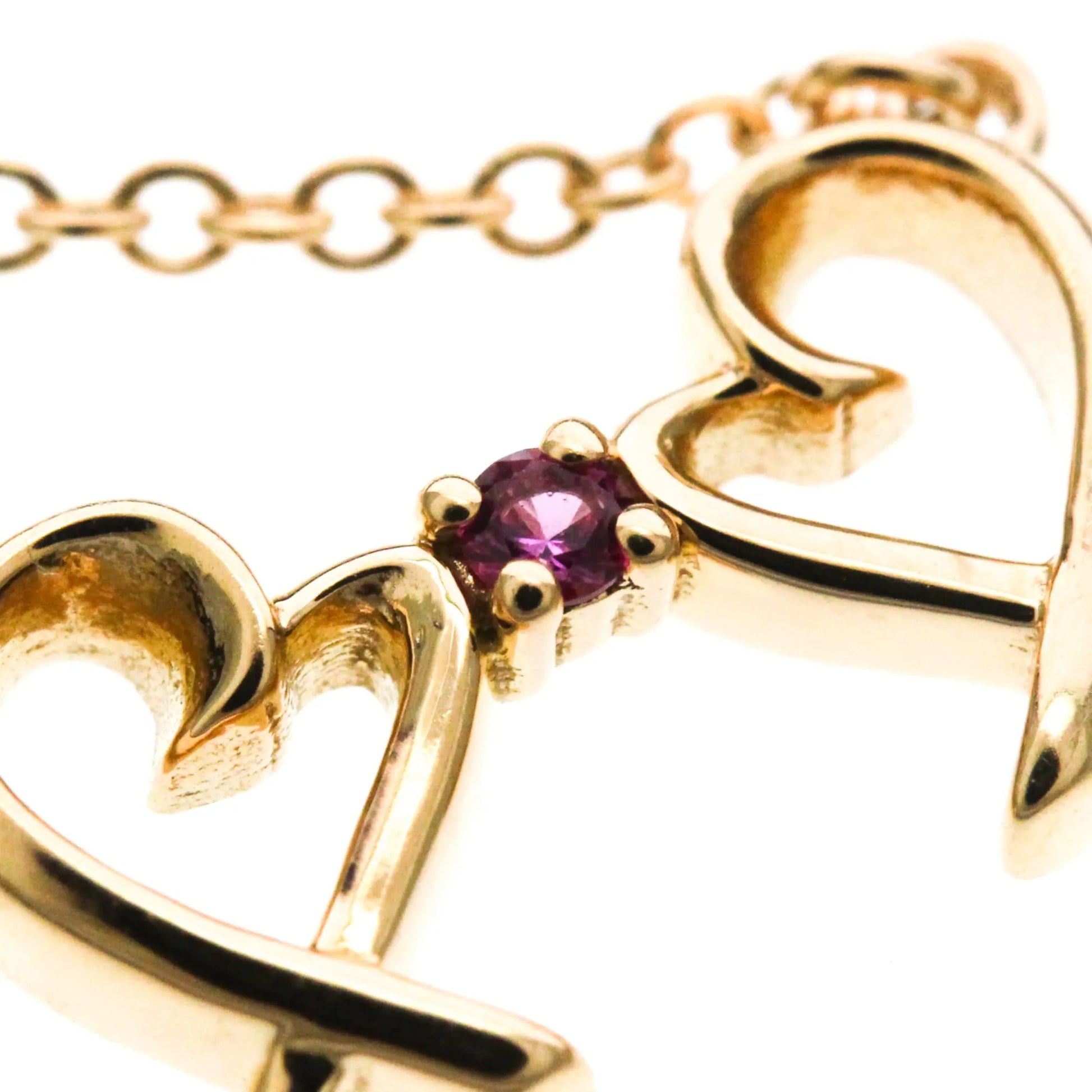 Tiffany & Co. Double Loving Heart Pendant 18K Rose Gold with Pink Sapphire, Gold, Pink Gold, Necklace