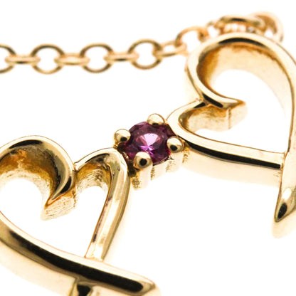 Tiffany & Co. Double Loving Heart Pendant 18K Rose Gold with Pink Sapphire, Gold, Pink Gold, Necklace