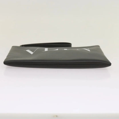 Valentino Garavani VLTN Wristlet Clutch Printed Leather, Black, Leather, Clutch
