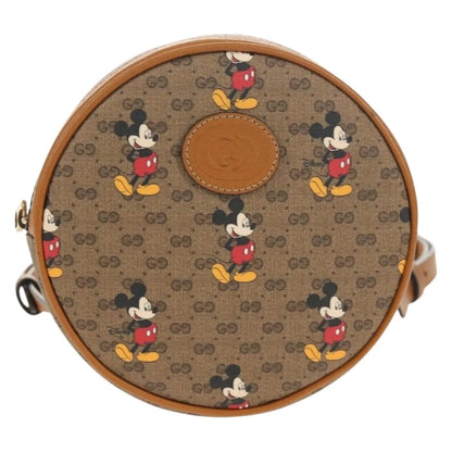 Gucci Disney Mickey Mouse Round Backpack (Outlet) Printed Mini GG Coated Canvas, Beige, Canvas, Backpack