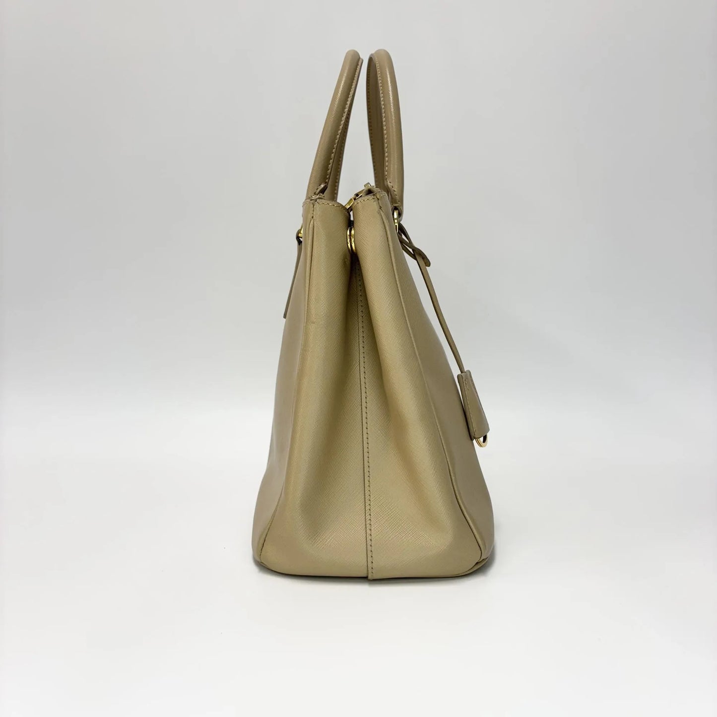 Prada Galleria Double Zip Travel Tote Saffiano Leather, Beige, Leather, Handbag